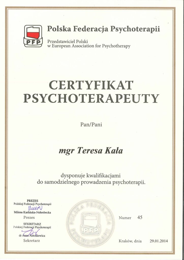 Certyfikat-psychoterapeuty